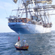 A Norwegian full-rigged ship, the Christian Radich, carried Adventure 3,000 miles south to the southern Atlantic Ocean.